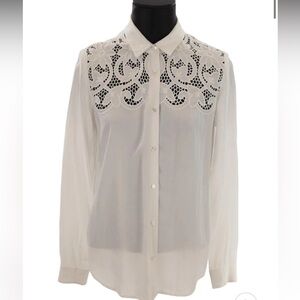 THE KOOPLES White Floral Button Down (S)